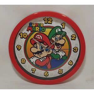 Red Super Mario Wall Clock 10" Analog Display Luigi‎ Video Game Nintendo Gamer